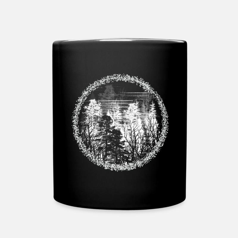Waldkreis Silhouette Waldlandschaft - Tasse einfarbig - Schwarz