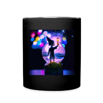 Der erleuchtende Magier - Tasse einfarbig - Schwarz - Vorne