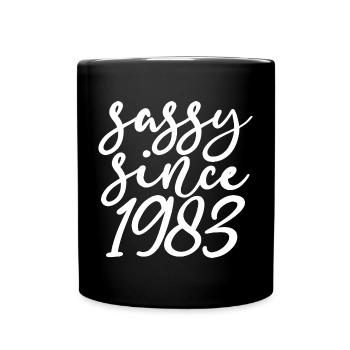 frech seit 1983, Geschenk zum 40. Geburtstag 40 Jahre alt - Tasse einfarbig - Schwarz - Vorne