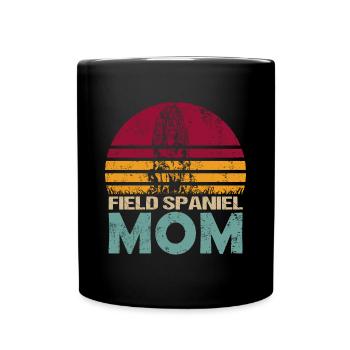 Field Spaniel Mom Mama Frauchen Hundemama Vintage - Tasse einfarbig - Schwarz - Vorne
