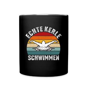Echte kerle Schwimmen t-shirt schwimmer - Tasse einfarbig - Schwarz - Vorne