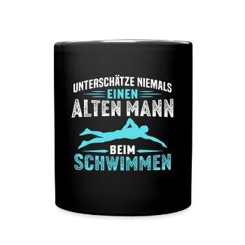 Alten mann beim schwimmen t-shirt schwimmer - Tasse einfarbig - Schwarz - Vorne