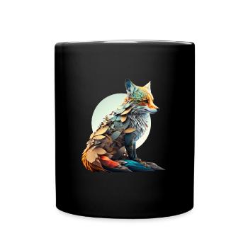 Farbenfroher Fuchs mit bunten Blättern - Tasse einfarbig - Schwarz - Vorne