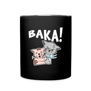 Manga Comic Baka Katze Spruch Cosplay Japan Anime - Tasse einfarbig - Schwarz - Vorne