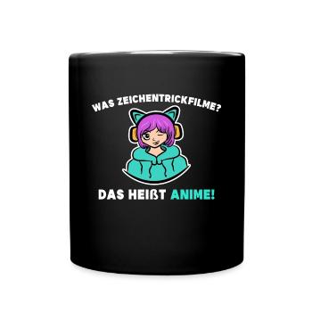 Comic Manga Anime Statement Popkultur Zeichentrick - Tasse einfarbig - Schwarz - Vorne