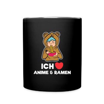 Herz Manga Anime Popkultur Statement Zeichentrick - Tasse einfarbig - Schwarz - Vorne