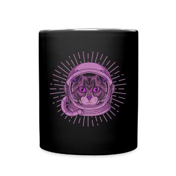 Space Cat Cat - Full Colour Mug - black - Front
