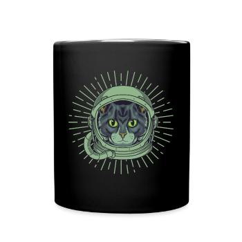 CAT in SPACE - Tasse einfarbig - Schwarz - Vorne