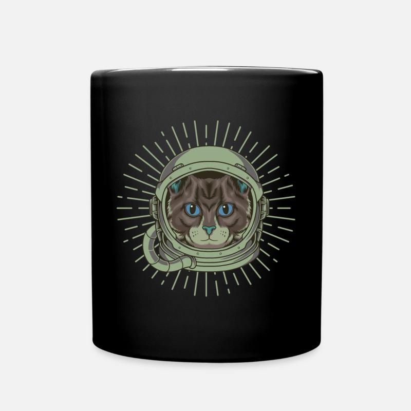 Cat Spaceman - Full Colour Mug - black