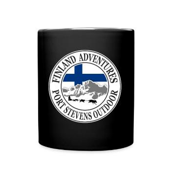 Finland Alaska Adventures - flag & huskys - Tasse einfarbig - Schwarz - Vorne