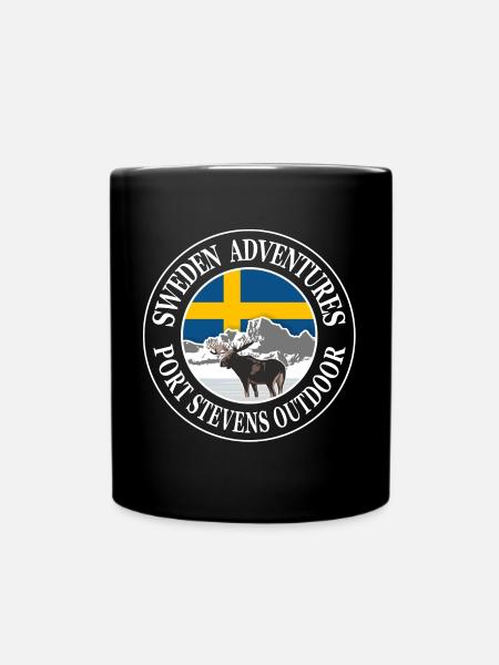 Sweden Adventures - Swedish flag & moose - Tasse einfarbig - Schwarz