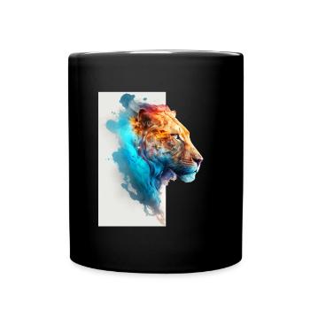 Belle lionne colorée avec fond blanc - Mug uni - noir - Devant
