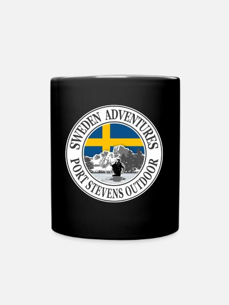 Sweden adventures - Fishing men & Sweden flag - Tasse einfarbig - Schwarz