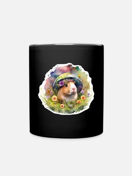Cochons d’Inde dans une prairie fleurie - Mug uni - noir
