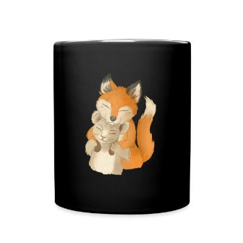Verspielte Waldtiere Harmonie - Tasse einfarbig - Schwarz - Vorne