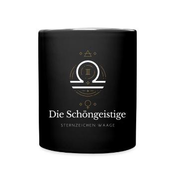 Waage Sternzeichen Glyphen - Tasse einfarbig - Schwarz - Vorne