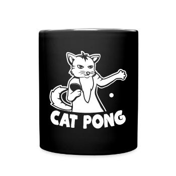 Table tennis cat - Full Colour Mug - black - Front