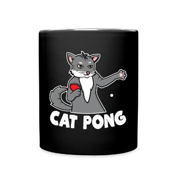 Katze Ping Pong - Tasse einfarbig - Schwarz - Vorne