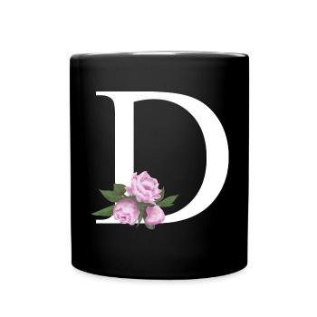 Blumendesign mit Pastellrosen und Blättern D - Tasse einfarbig - Schwarz - Vorne