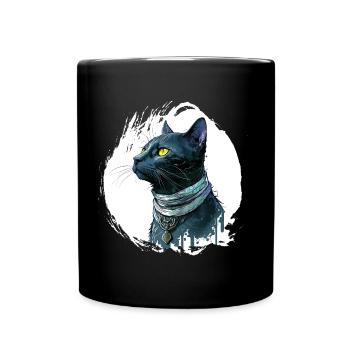 Chat noir avec éclaboussure - Mug uni - noir - Devant