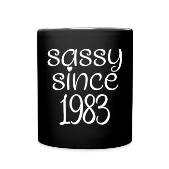 frech seit 1983, Geschenk zum 40. Geburtstag 40 Jahre alt - Tasse einfarbig - Schwarz - Vorne