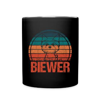 Biewer Yorkshire Terrier Dog Vintage Retro - Full Colour Mug - black - Front