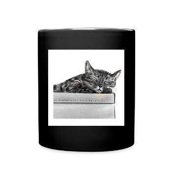 Rêve silencieux de chat dans une boîte - Mug uni - noir - Devant