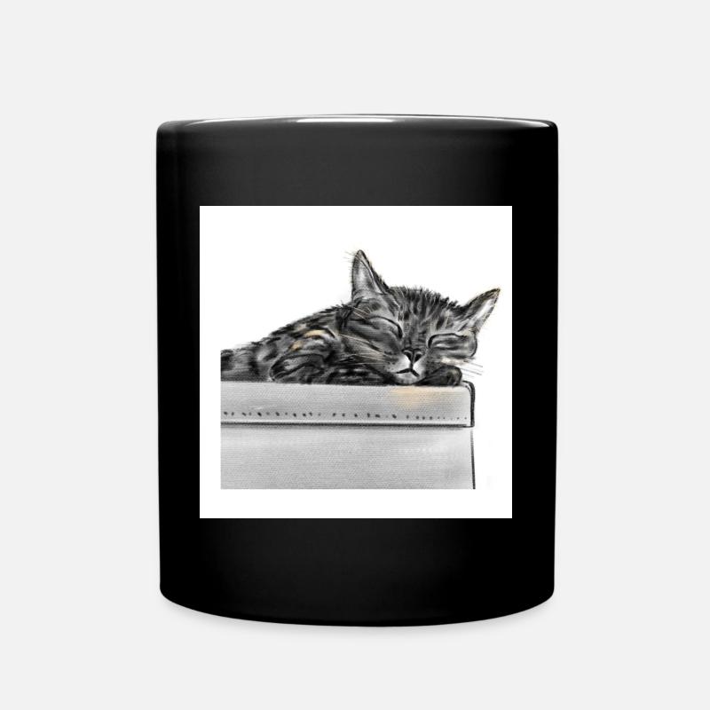 Silent cat dream in a box - Full Colour Mug - black