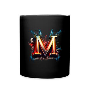 Graffiti Buchstabe M mit Krone 👑 - Tasse einfarbig - Schwarz - Vorne