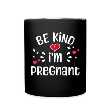 Schwanger Statement Schwangerschaft Babybauch - Tasse einfarbig - Schwarz - Vorne