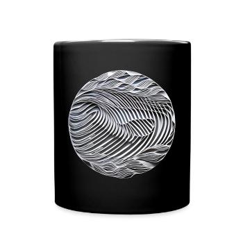 Abstrakte Schwarzweißwellen - Tasse einfarbig - Schwarz - Vorne