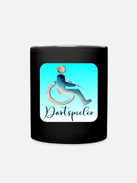 DARTS Dartspieler ROLLSTUHL INKLUSION - Tasse einfarbig - Schwarz