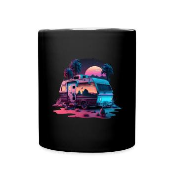 Motorhome Camper Outdoor Wilderness Retro Design - Full Colour Mug - black - Front