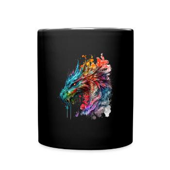 Watercolor Dragon - Full Colour Mug - black - Front