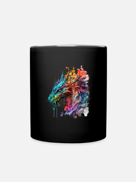 Watercolor Dragon - Full Colour Mug - black