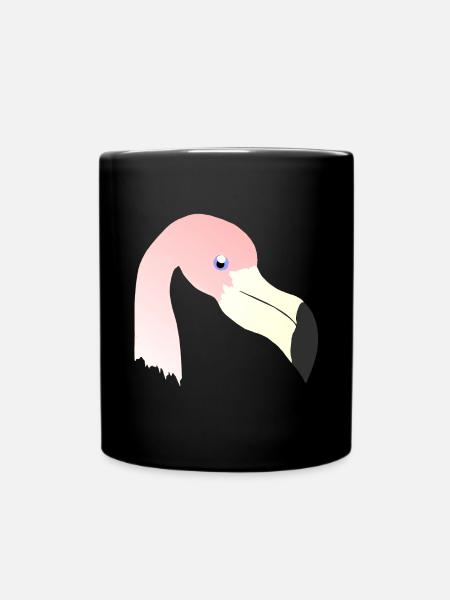 tieroutfits für damen, Flamingokopf - Tasse einfarbig - Schwarz