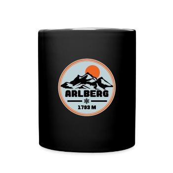 Arlberg Schneeflocke Sonnenuntergang - Tasse einfarbig - Schwarz - Vorne