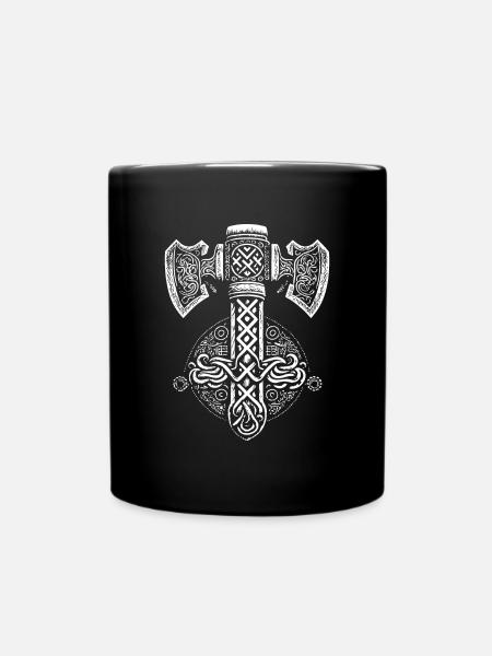 Symbol der Wikinger Mjöllnir - Tasse einfarbig - Schwarz