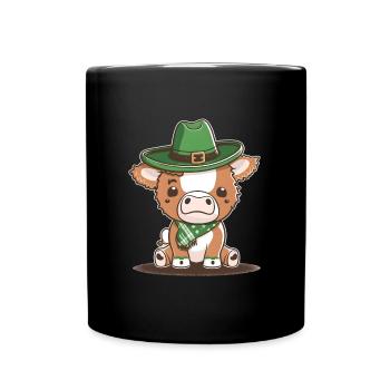 Kawaii cow with scarf St. Patrick's Day - Full Colour Mug - black - Front