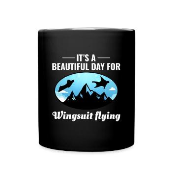 Wingsuit fliegen Base Jumping Fallschirmspringen Wingsuiting - Tasse einfarbig - Schwarz - Vorne