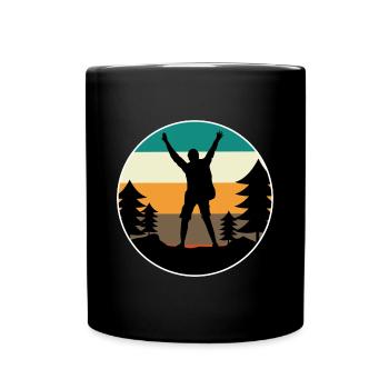 Randonneur au sommet de la montagne Randonnée alpinisme Escalade - Mug uni - noir - Devant