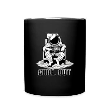 Astronaut, Chill out - Tasse einfarbig - Schwarz - Vorne