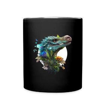 Velociraptor bleu avec fond blanc - Mug uni - noir - Devant