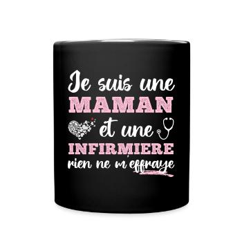 Maman et infirmière cadeau pour mère infirmiere - Mug uni - noir - Devant