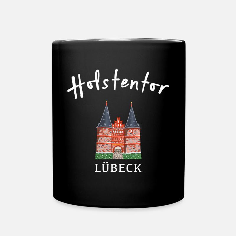 Holstentor Lübeck, Wahrzeichen Schleswig-Holstein - Tasse einfarbig - Schwarz