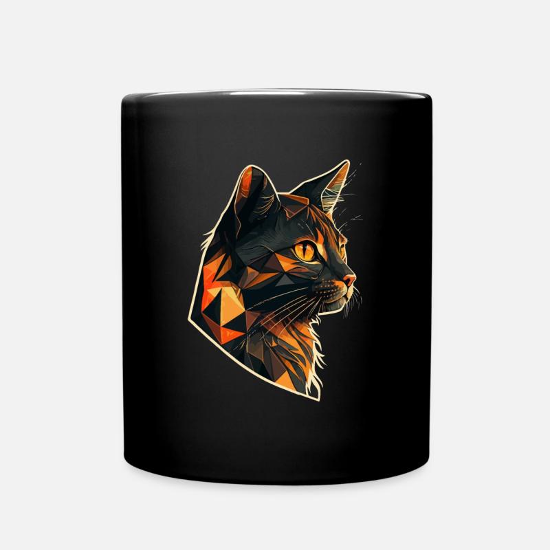 Chat stylisé, Géométrique - Mug uni - noir