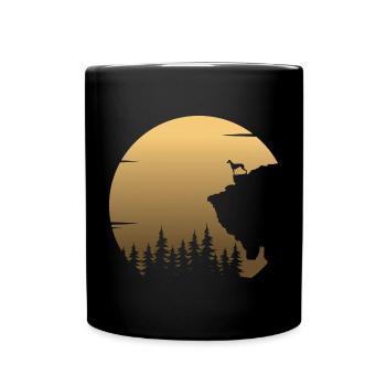 Galgo Espanol Dog Greyhound Moon Silhouette - Full Colour Mug - black - Front