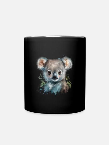 Koala Watercolor Foliage - Full Colour Mug - black