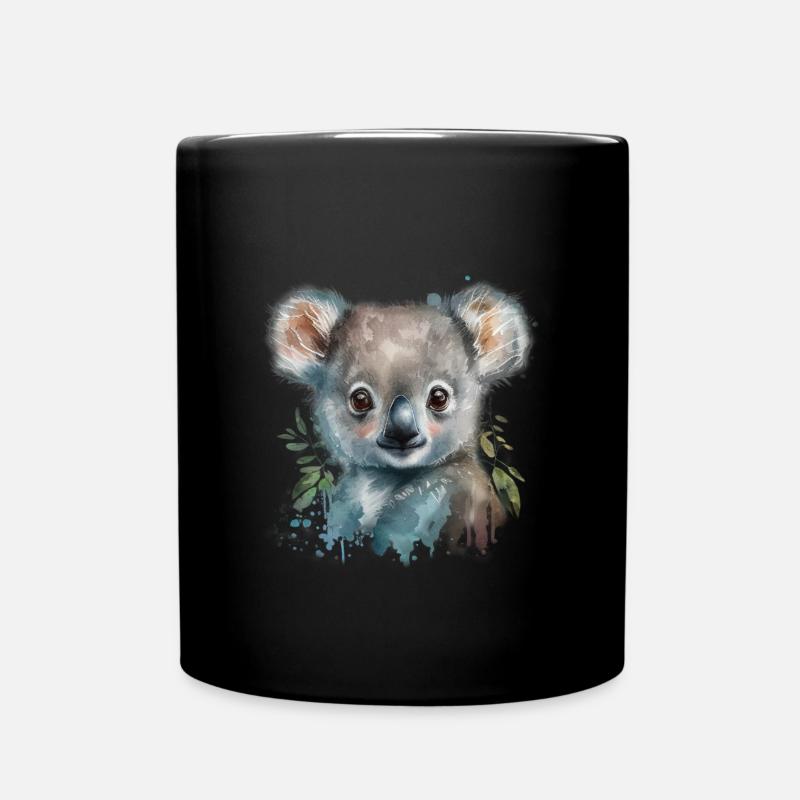 Koala Aquarell Laub - Tasse einfarbig - Schwarz