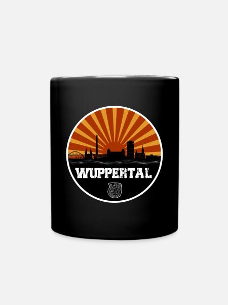 Wuppertal Retro Skyline - Tasse einfarbig - Schwarz